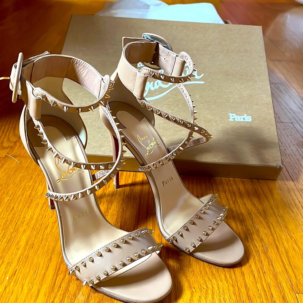 Nude Leather Choca Spikes 100 Sandals- Never Worn